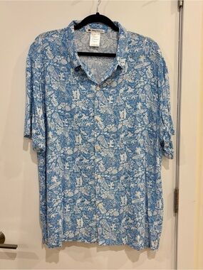 Disney Cruise Line Castaway Cay Rayon Hawaiian Camp Shirt L